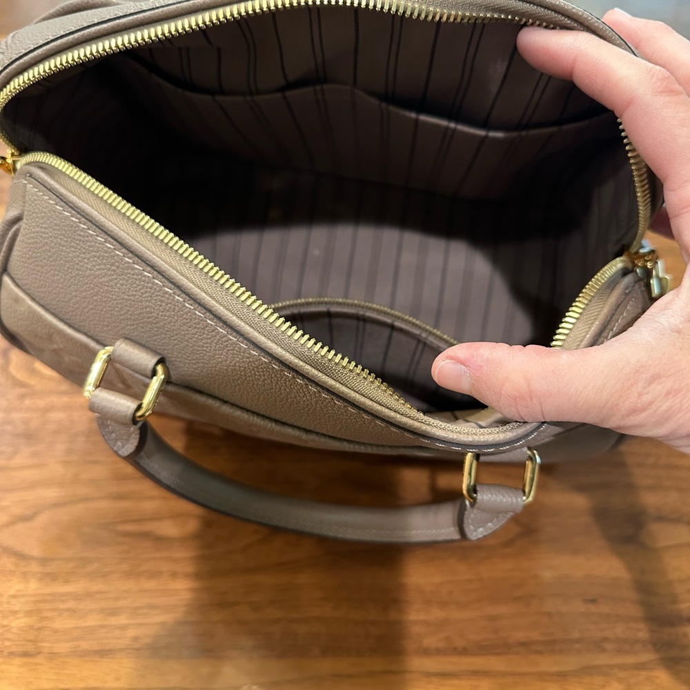 Louis Vuitton Taupe Leather Satchel with Gold Hardware